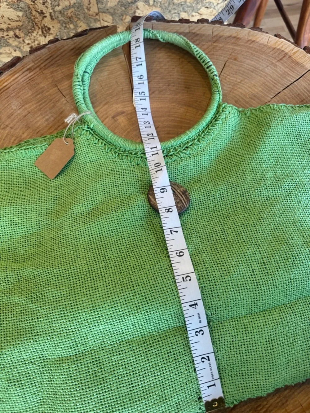 Capelli Straworld Tote Green Woven Circle-Handle Beach Resort Bag